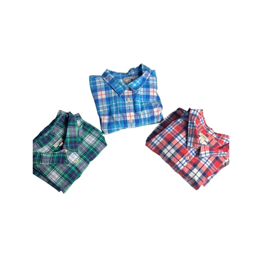 Plaid Flannel Button Down Shirts Ll Bean women’s XL Multicolor Set of 3 501210